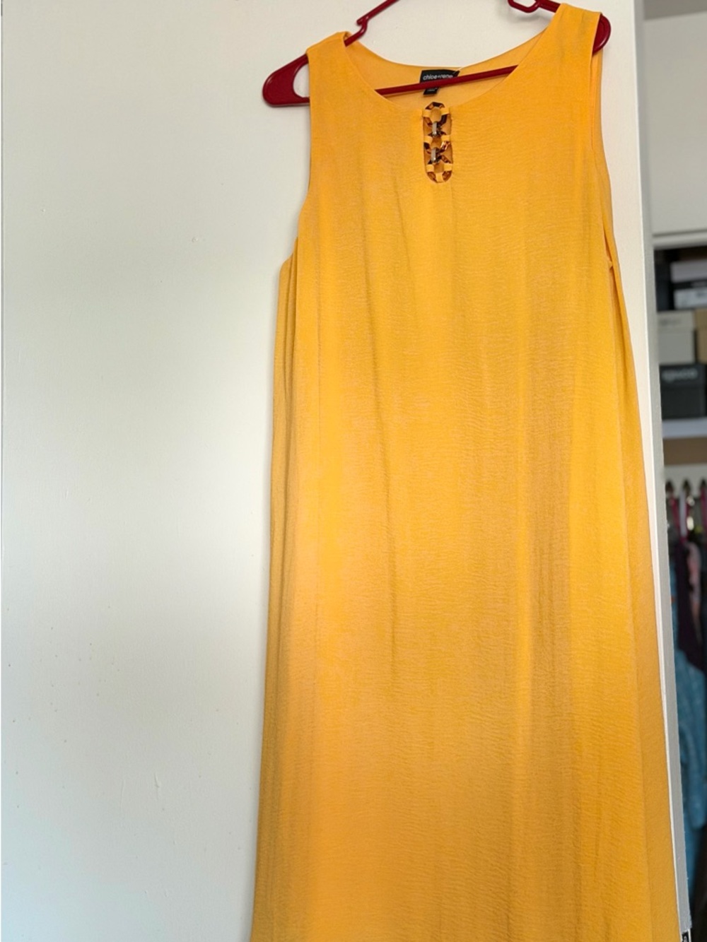 Chloe Sunflower Yellow Sleeveless Dress with Front Toggle
